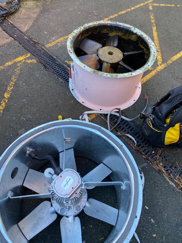 Extractor fan breakdown. Commercial extractor fan repair. Restaurant fan replacement.