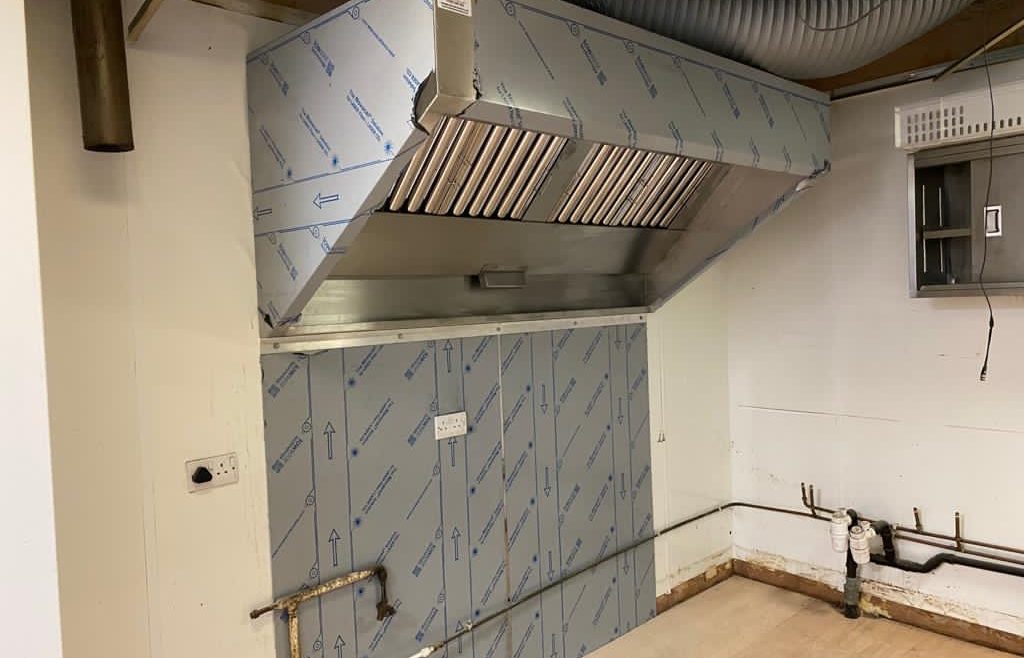 New kitchen canopy, commercial extraction system install.