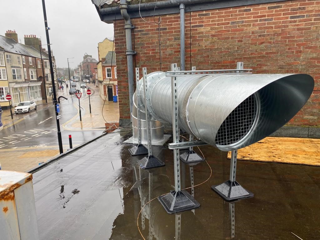 roof ductwork, roof cowl, mesh roof cowl