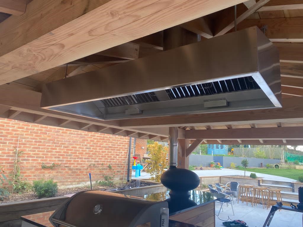 bespoke stainless canopy with filter bank and filters